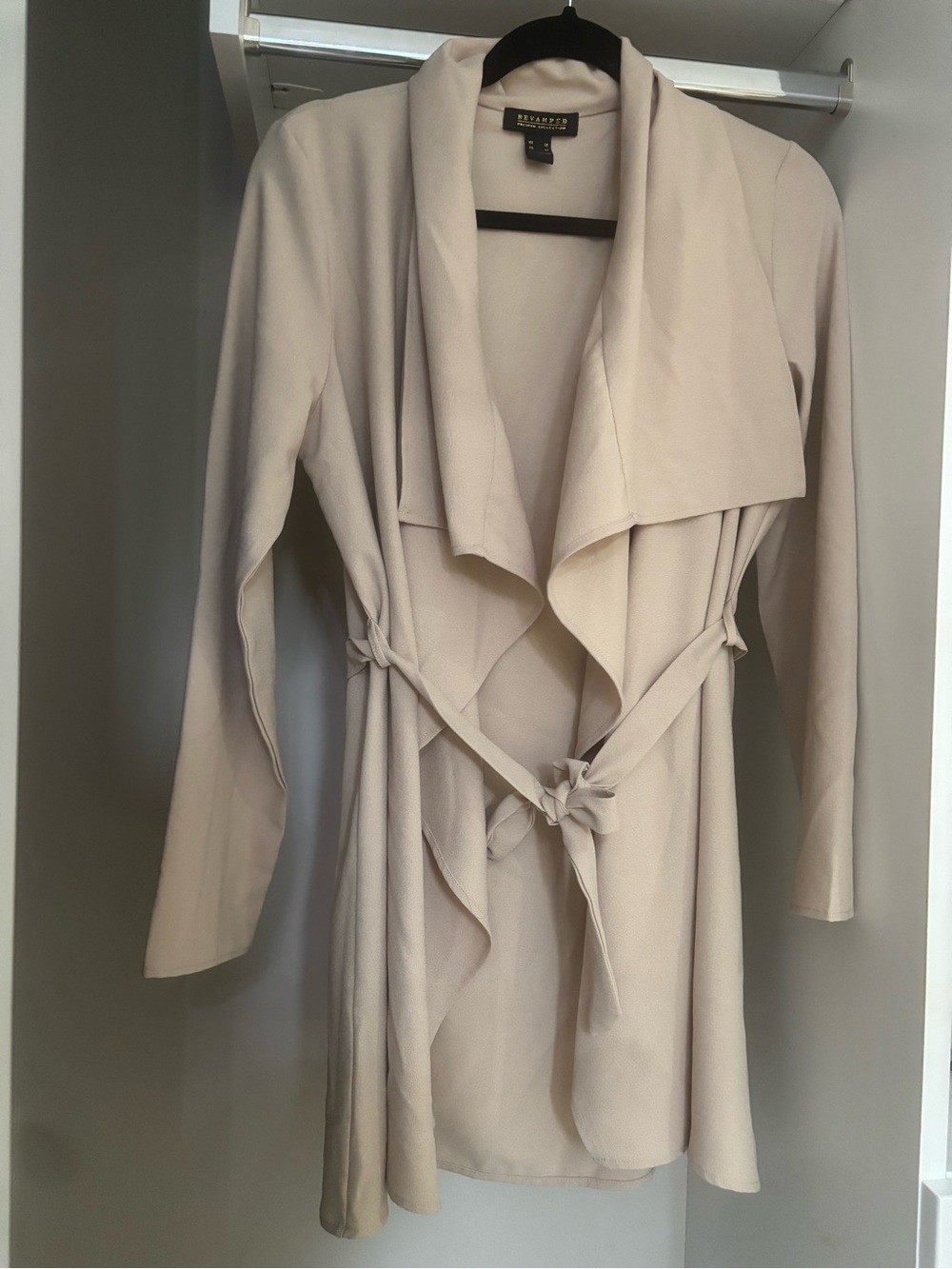 Beige / Nude Overcoat Trench Tie Up Jacket Size Medium